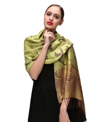 Women's Large Soft Silky Pashmina Shawl Wrap Scarf Elegant Colors Green ...