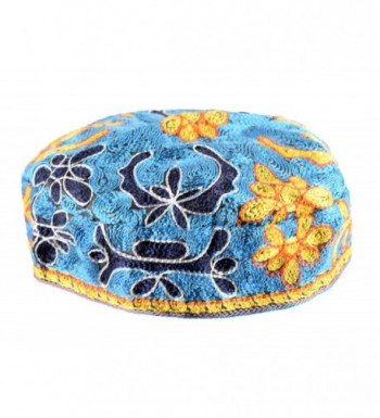 Peer Hastam Blue Bucharian Hand Embroidered Kippah Buchari Yarmulke by aJudaica - 60cm/23.6" - Light Blue - CL1849L4TZ4