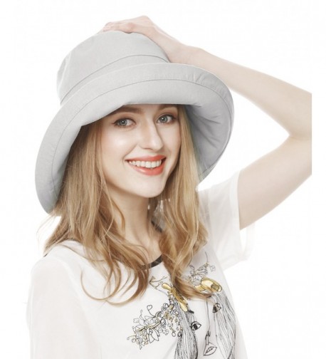 Lovful Women's Cotton Big Brim Hat Summer Beach Hat With Fold-Up Brim - Beige - C512DGZQE0H