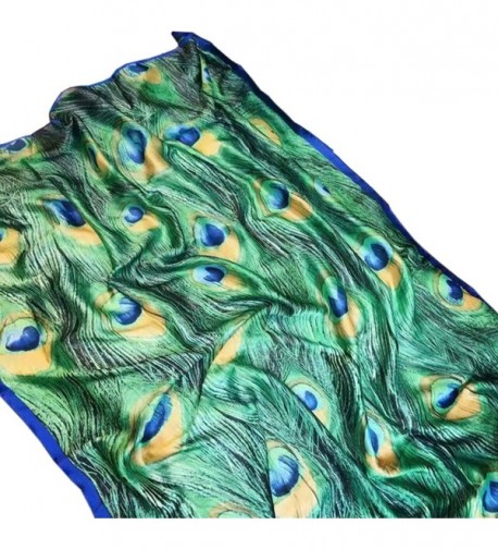 X&F Women's Fashion Peacock Feather Prints Long Scarf Summer Wrap Shawls - CN17YHHR6GX