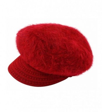 Editha Women Faux Rabbit Fur Knit Beanie Hat Winter Warm Fleece Lined Skull Cap Skullies Beanies - Red - C8188C2KIWL