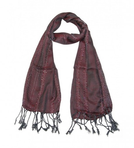 Womens Scarf Red Grey Glittering