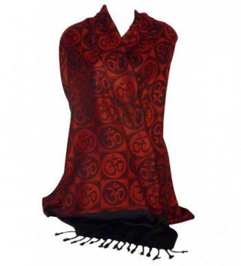 Om Symbol Circles Prayer Meditation Yoga Shawl Wrap - Red - C011E4WVYF7