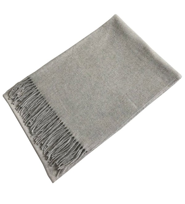 ANQILA Stylish Warm Soft Wool Blend Winter Tassels Shawl Wrap Large Blanket Scarf - Light Gray - CW1868HXWN6