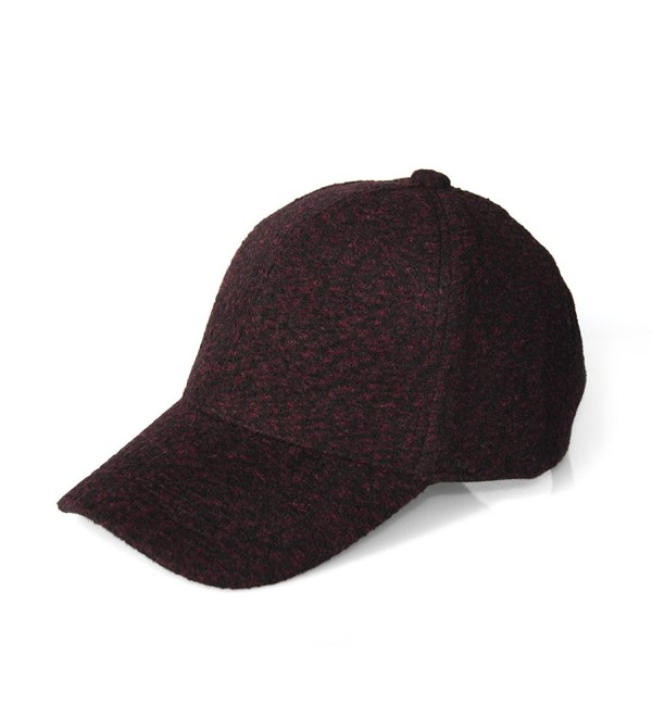 JOOWEN Winter Dots Woolen Blend Baseball Hat Thick Warm Cap For Women/Men - 2 Burgundy - CI186DHEM77