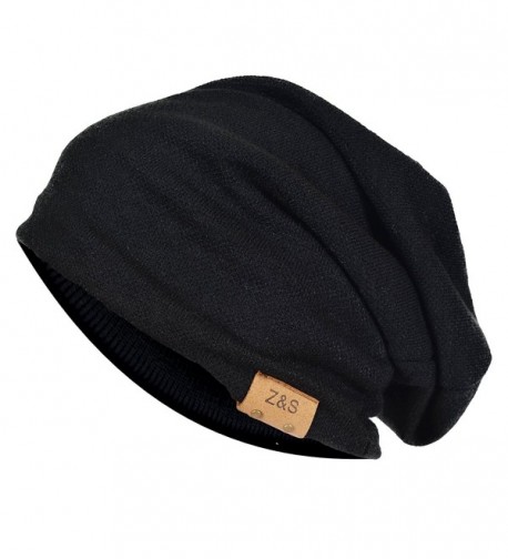 Wimdream Slouch Beanie Hat For Men Stripe Warm Skull Caps Oversized B306-3D - B010b-black - CU18652S6Z0
