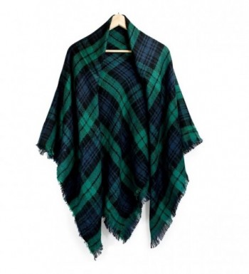 Oct17 Women Cashmere Like Scarf Plaid Winter Shawl Wrap Scarves Fashion Large - Green - CH1889YNY47