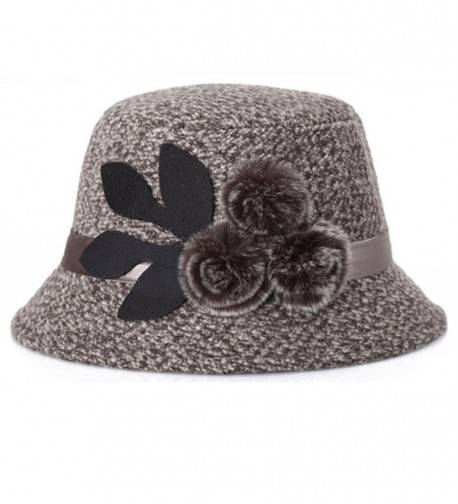 Lemontrip Womens Vintage Wool Felt Cloche Bucket Bowler Hat Winter Crushable - Light Brown - CF189ZO05GA