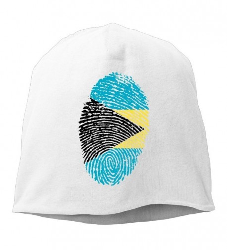 WLF Unisex Bahamas Flag Fingerprint Fashion Soft Daily Beanie Hat Skull Cap - White - CN188E44IX5