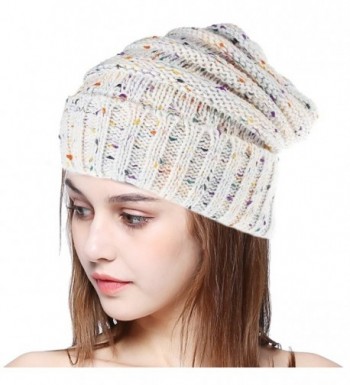 BiBOSS Cable Knit Beanie Winter Hats Unisex Leisure Warm Knit Hat Skull Cap Beanie Hat - Ivory - CE189COW92M