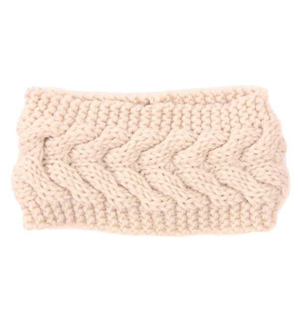 Evaliana Winter Crochet Headband Braided Twist Hairband Yarn Ear Warmer Headwrap - Beige - C512N0HC5CM