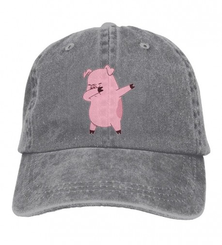 Men's Or Women's Pig Dabbing Yarn-Dyed Denim Baseball Hat Adjustable Trucker Cap - Ash - C2187W487D7