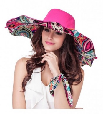 YoungLove Reversible Wide Large Brim Summer Hat Packable Floppy Sun Hat UPF50+ - 7934_rose - C01805QNLN7