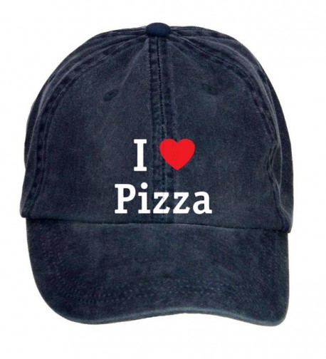 Woqucoo Vintage I Love Pizza Washed Cotton Baseball Cap Adjustable Hat - Navy - CA12N2540MC