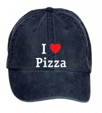 Woqucoo Vintage I Love Pizza Washed Cotton Baseball Cap Adjustable Hat - Navy - CA12N2540MC