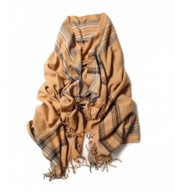 Wool Scarf Shawl Oversize Blanket Cashmere Feel Scarves And Wraps For Men And Women - Caramel Plaid - CY12L8EDUSH