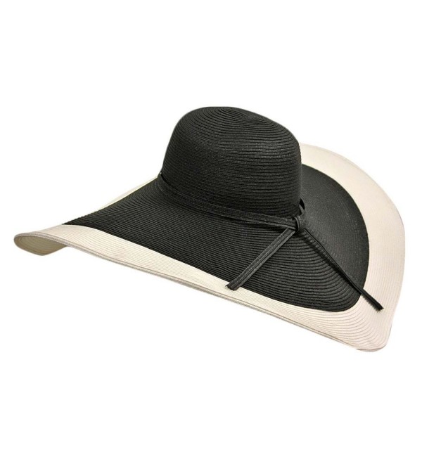 Black & White Floppy Hat With Wide Brim - CS11CHE3HIB