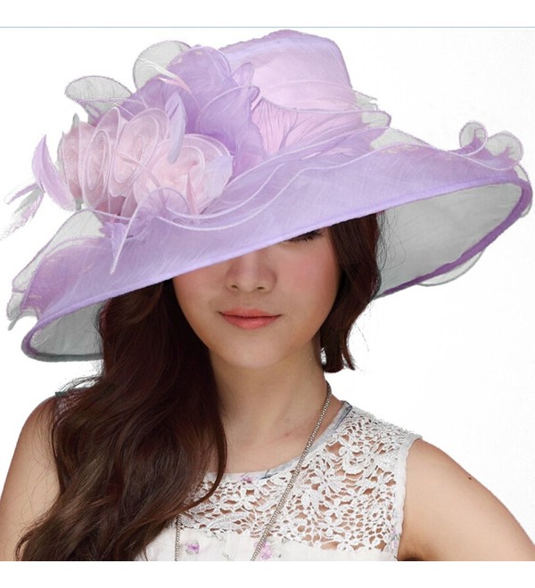 June's Young Women Hat Kentucky Derby Cute Floppy Ruffle - C411U8JQT8R