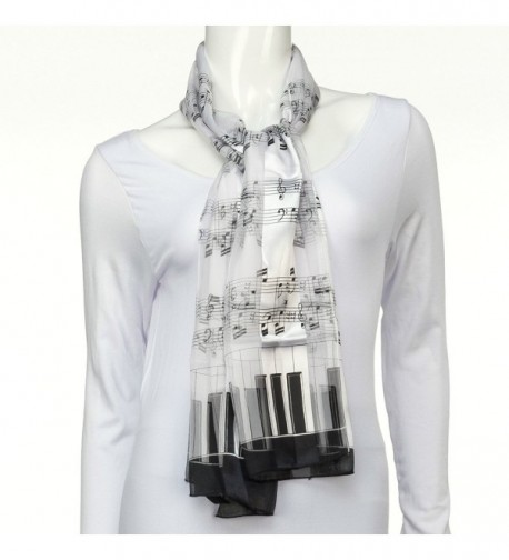 Music Note Scarf Piano White in Fashion Scarves