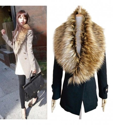 DZT1968 Women Faux Fox Fur Collar Scarf Shawl Collar Wrap Scarves - C - CF1280IHWFB