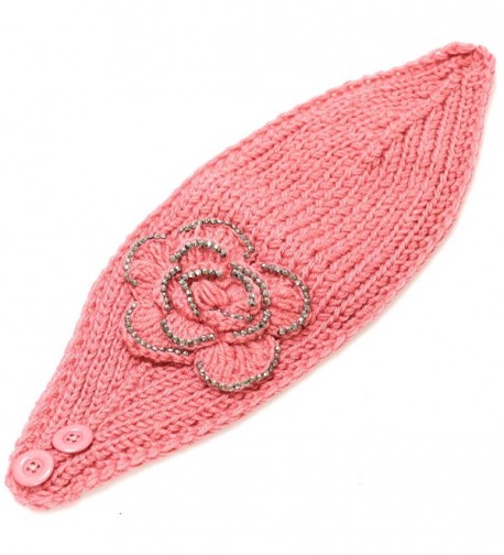 700hb 47a Crocheted Headband Flower Decoration 9colors in Women's Cold Weather Headbands