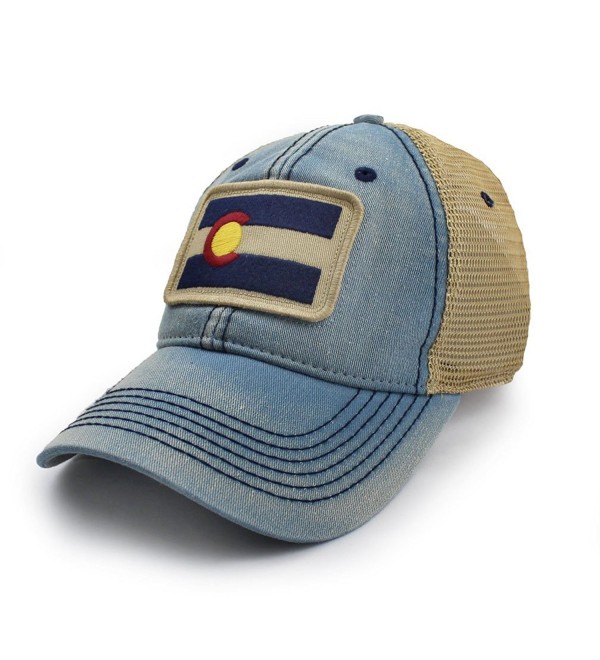 Colorado Flag Patch Trucker Hat- Americana Blue - C312O2GJLBV