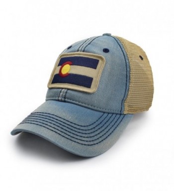 Colorado Flag Patch Trucker Hat- Americana Blue - C312O2GJLBV