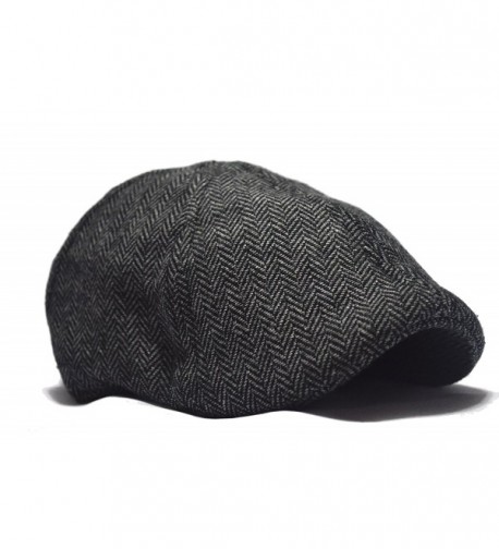 Deewang Fashion Herringbone Duckbill Charcoal in Men's Newsboy Caps