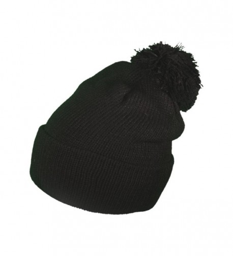BK Caps Winter Ski Throwback Long Beanies Knit Hats Skull toboggan Caps With Pom Pom - Black - CH12N8A1IX7