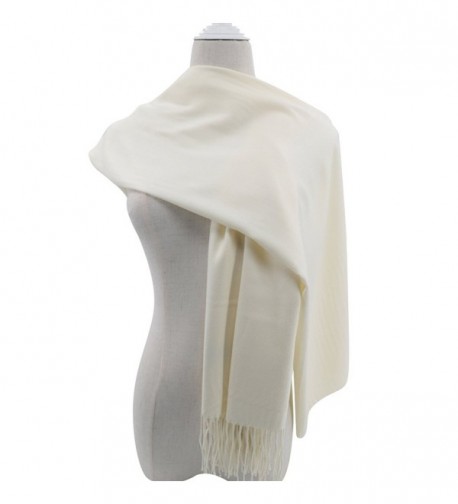 Pashmina Scarf for Women- Vimate Cashmere Feel Plain Colors Pashmina Shawls and Wraps - Off White - CA180L0TON4