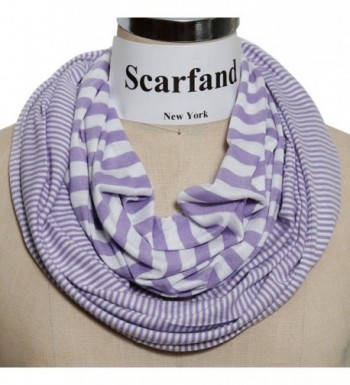 Scarfand's Colorful Light Weight Infinity Loop Scarf Various Designs - 2 Stripe Lavender - C411JY1CRL3