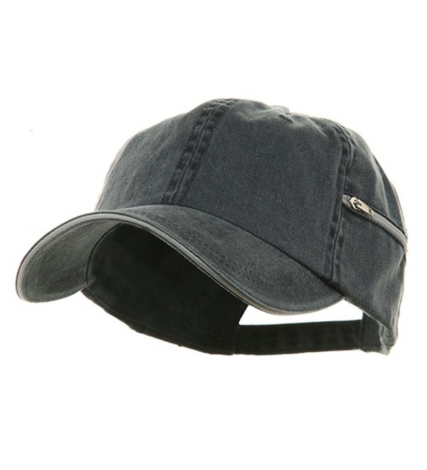 Low Profile Washed Side Zipper Pocket Cap - Navy White - CU113HASN2X