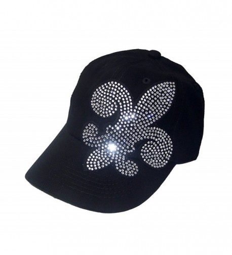 Large Rhinestone Fleur De Lis Black Baseball Hat Visor Sp - CI118CW0UIH