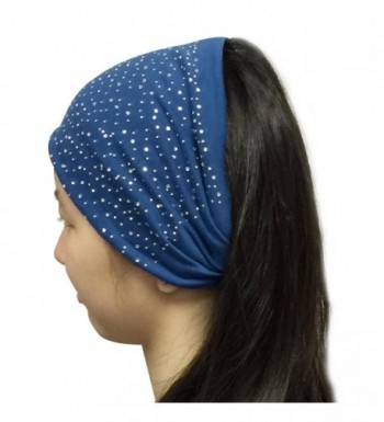 Wrapables Wide Fabric Headbands with Sparkling Rhinestones - Midnight Blue - C511TDGLDE1