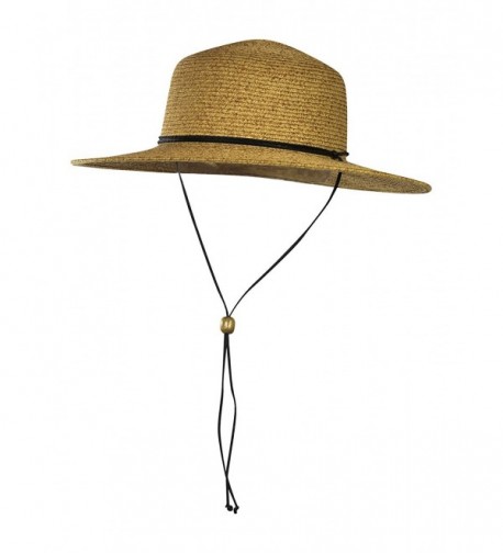 Folie Co. Wide Brim Straw Sun Hat w/Chin Strap - Summer Cap For Beach- Travel & Garden - Natural - C612JJJGRD3