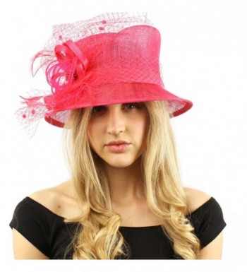 Elegant Victorian Netted Overlay Simamay Millinery Bucket Cloche Dress Hat - Fuchsia - CS12CPJNCZZ