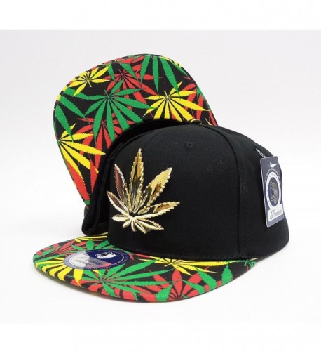 Cap2Shoes Men's Marijuana Metal Weed Leaf Snapback One Size - Rasts - CH11ZA7J39X