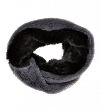 ZLYC Women Fashion Two Tone Stripe Faux Fur Infinity Scarf Winter Accessory - Gray - C0125RKVTNL