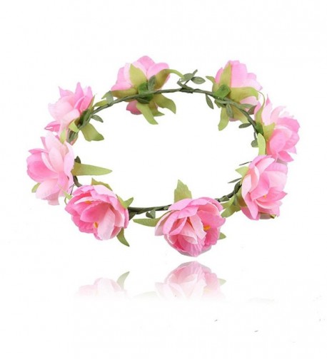 beauty YFJH Headband Beach Hair Wreath Floral Flower Crown Garland Festival Wedding - Pink - C9184CKGUTR