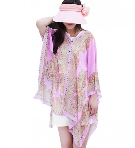 BeiYe Beachwear Shawl- Scarf Swim-Beach Cover Up-Women Boho Chiffon Kimono Scarf Cover-UPS - Pink - C2184QSR8MT