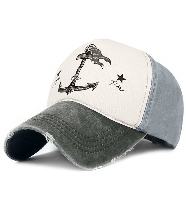 Glamorstar Pirate Ship Anchor Baseball Hat Multicolor Printing Adjustable Hip-Hop Cap - Black Grey - C417Z77RRAA