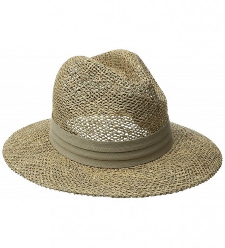 San Diego Hat Co. Men's Seagrass Panama Fedora Hat with Cloth Band - Olive - CT11JMYE4ZT