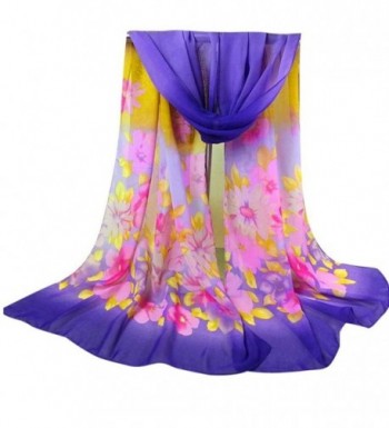 Bestpriceam Women Lady Chiffon Butterfly Print Neck Shawl Scarf Scarves Wrap Stole - Purple New - CQ12H7HWZY9
