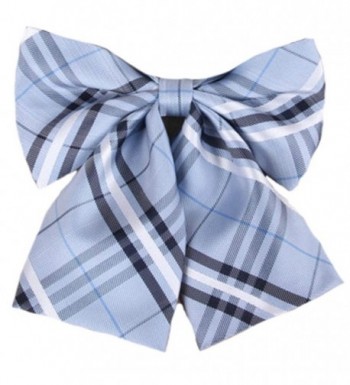 Flairs New York Women Handmade Pre-Tied Bowknot Bow Tie - Baby Blue / Navy Blue [Plaids] - CS180EUK37D