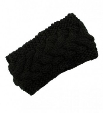 Sporealth Winters Cashmere Wool Cable Knitted Headband for Women - Black - CY12NYYR0Z4