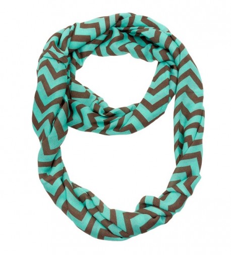 Silverhooks Womens Soft Infinity Loop Sheer Chevron Scarf - Thin Pattern - Turquoise/Brown - CU186KATK7Y