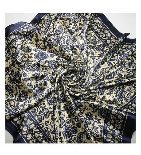 GOOTRADES Women's Big Square Scarf Imitated Silk Satin Kerchief Headcloth 90x90cm - C - CJ12KJF4ALV