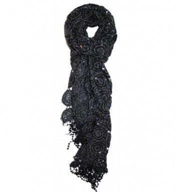 Ted and Jack - Luxe Bedazzled Sequin and Sparkle Scarf - Black - CI186YU802A