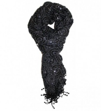 Luxe Bedazzled Sequin and Sparkle Scarf Black CI186YU802A