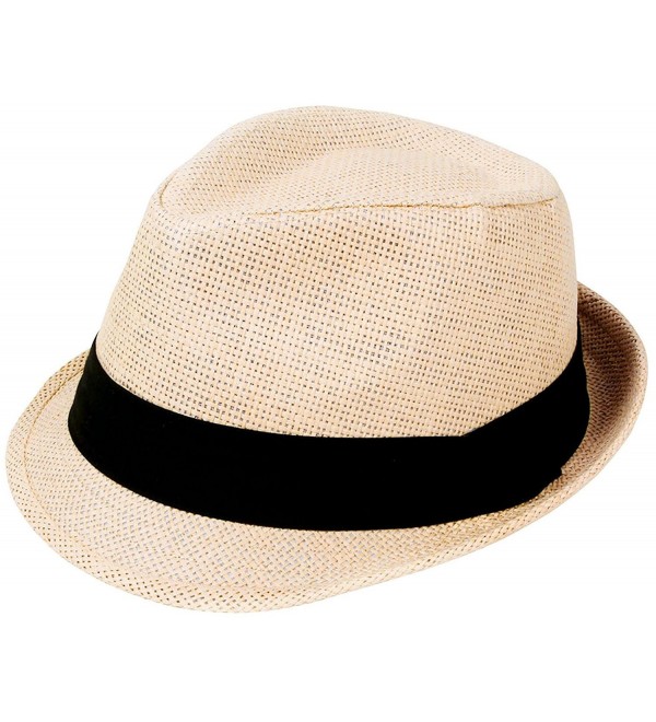 Simplicity Men / Women Summer Short Brim Straw Fedora - 756_natural - C711LU1KYUB